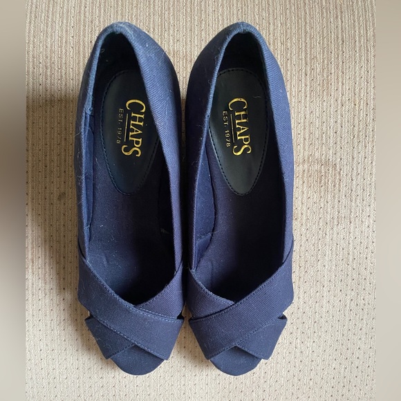 Chaps Twine Navy Blue Wedge heels NWOT - Picture 4 of 6